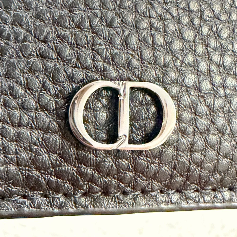 Dior Parfums Black Textured Leather Card Holder with dust bag - NIB